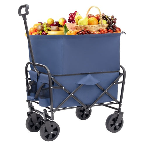 Minimeetall Extention ExCollapsible Foldable Wagon Cart Beach Wagon Heavy Duty Utility Cart Utility Wagon Grocery Cart For For Camping Shopping Sports Gardeing Fishing Supports 225lbs - Dark blue