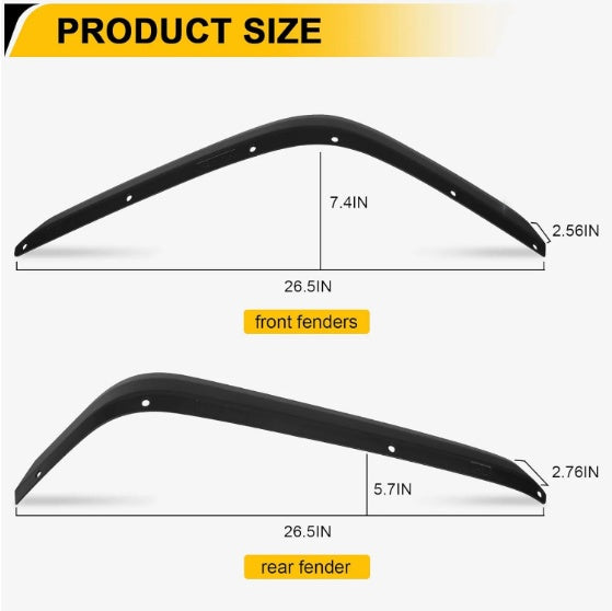 Front Rear Fender Flares Compatible With 2007-2018 Wrangler JK JKU, Off-Road Wheel Flares Liner 4 PCS - image 2
