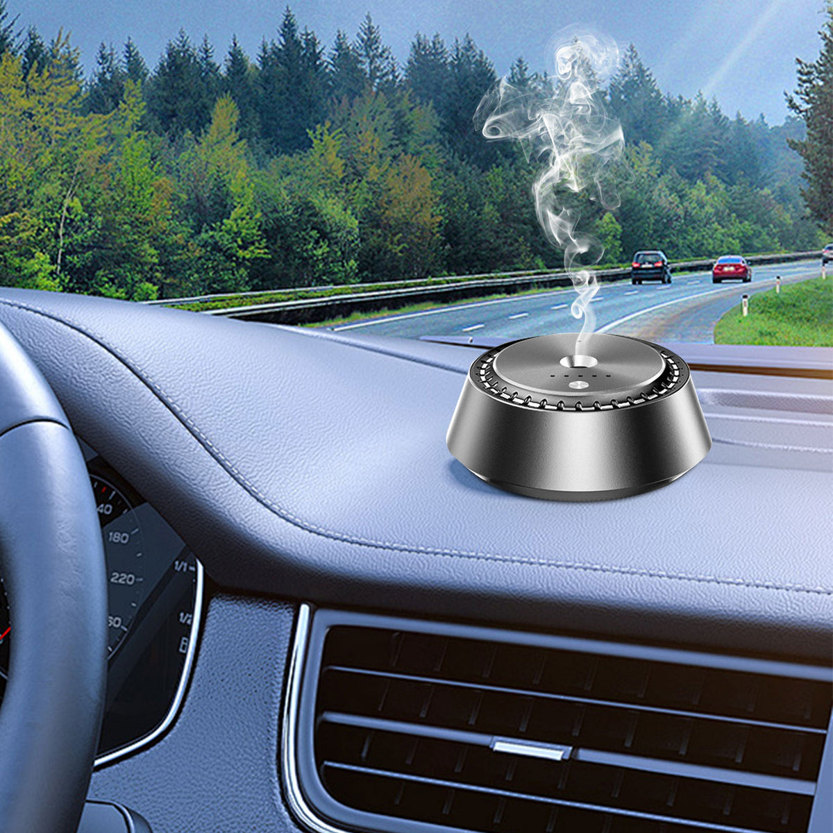 Alloy PC Three Speed Control Intelligent Car Mounted Aromatherapy Ultrasonic Atomization Chip Nano Levelatomized Essential Oil Wireless Car Humidifier - image 6