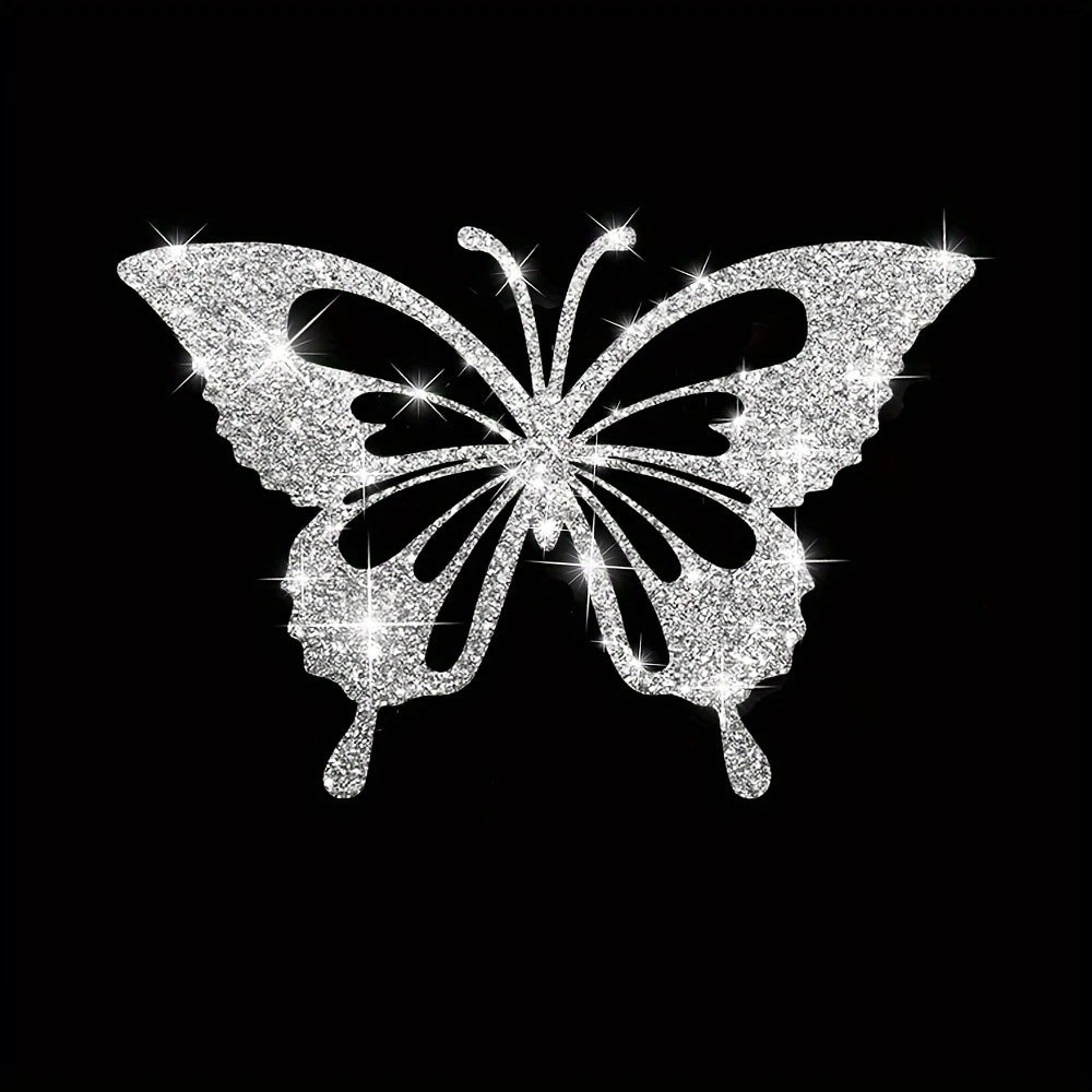 Cartoon Shiny African Woman Automobile Sticker - Butterfly silver