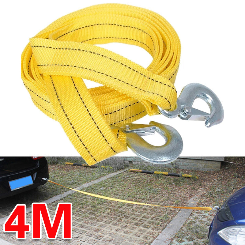 Tow Rope 3 Tonne – 4m with Hooks, Hi-Vis Yellow, part of the Breakdown safety kit