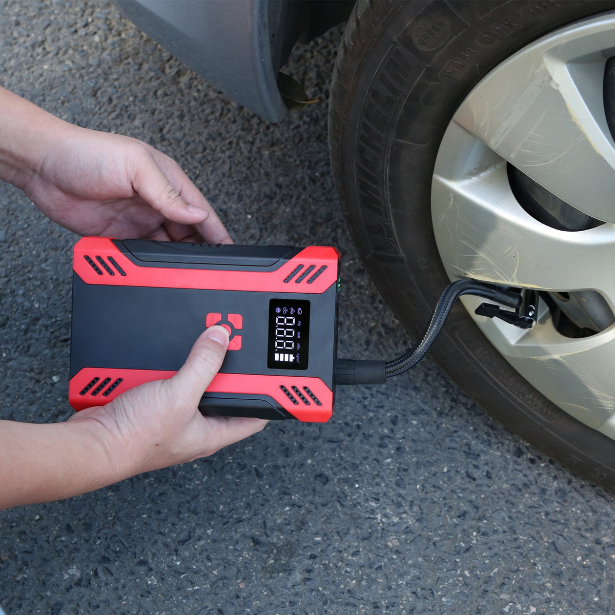 1Pc Car Jump Starter With Air Compressor Portable Car Battery Booster With Digital Tire Inflator With 2000mAh Peak Current For 12V Car 6.5L Gas Or 4.0L Diesel Engines - image 9