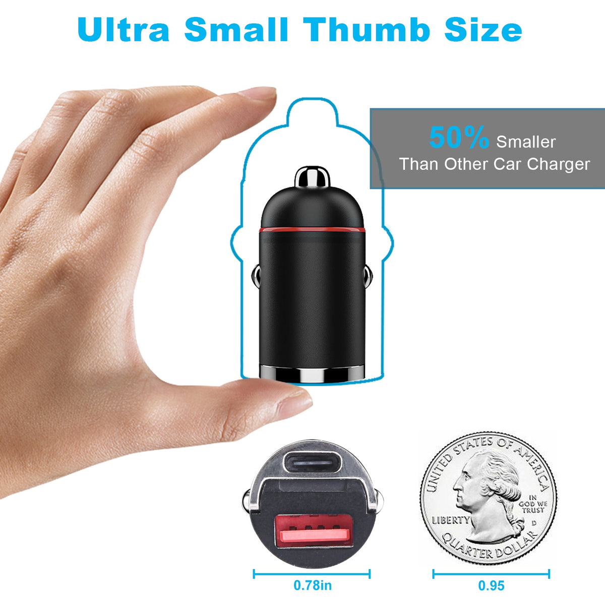 2Pcs 1,00W USB TypeC Car Charger QC4.0 PD3.0 USB Fast Charging Adapter Dual Port Car Cigarette Lighter Compatible With Phone Pad - image 8