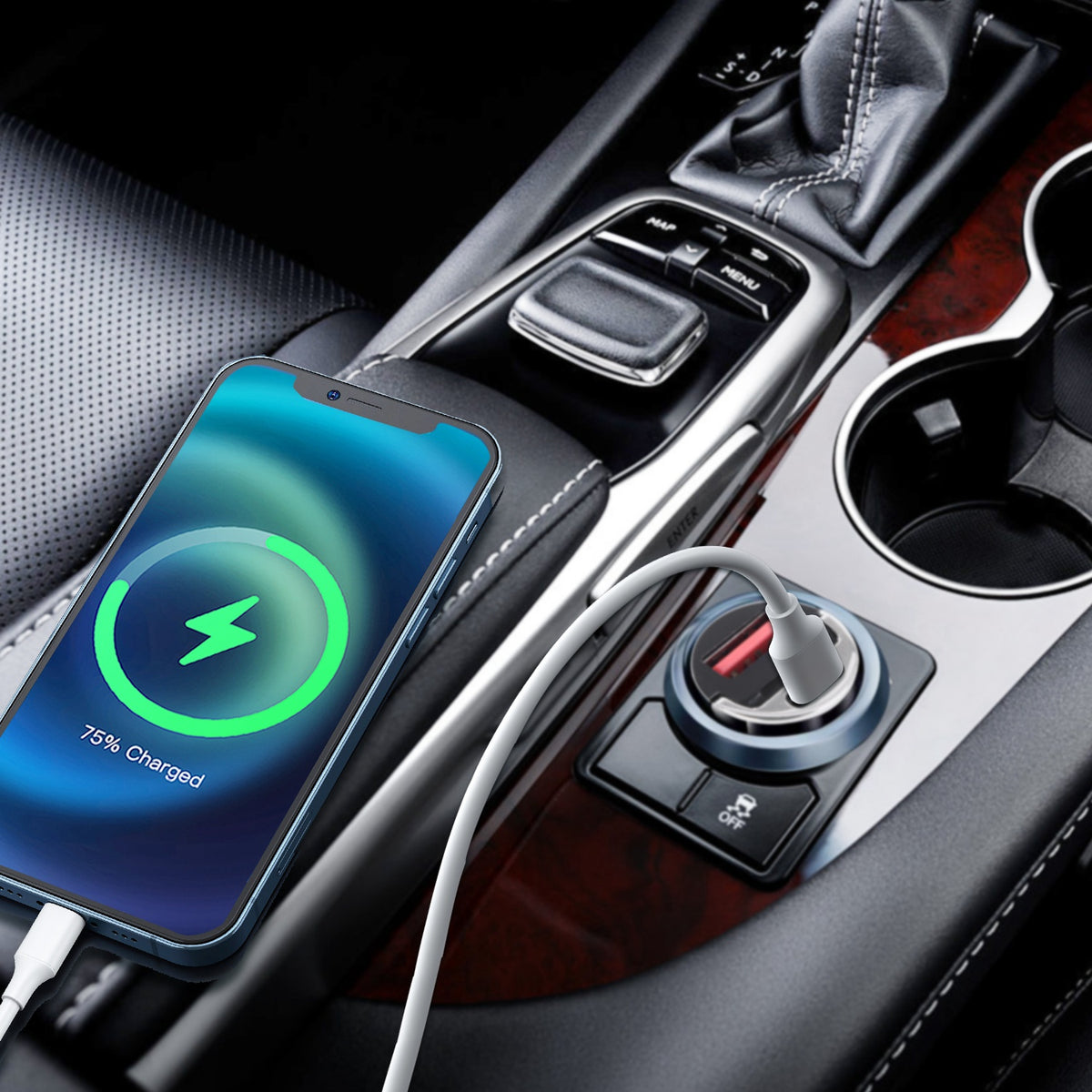 2Pcs 1,00W USB TypeC Car Charger QC4.0 PD3.0 USB Fast Charging Adapter Dual Port Car Cigarette Lighter Compatible With Phone Pad - image 3