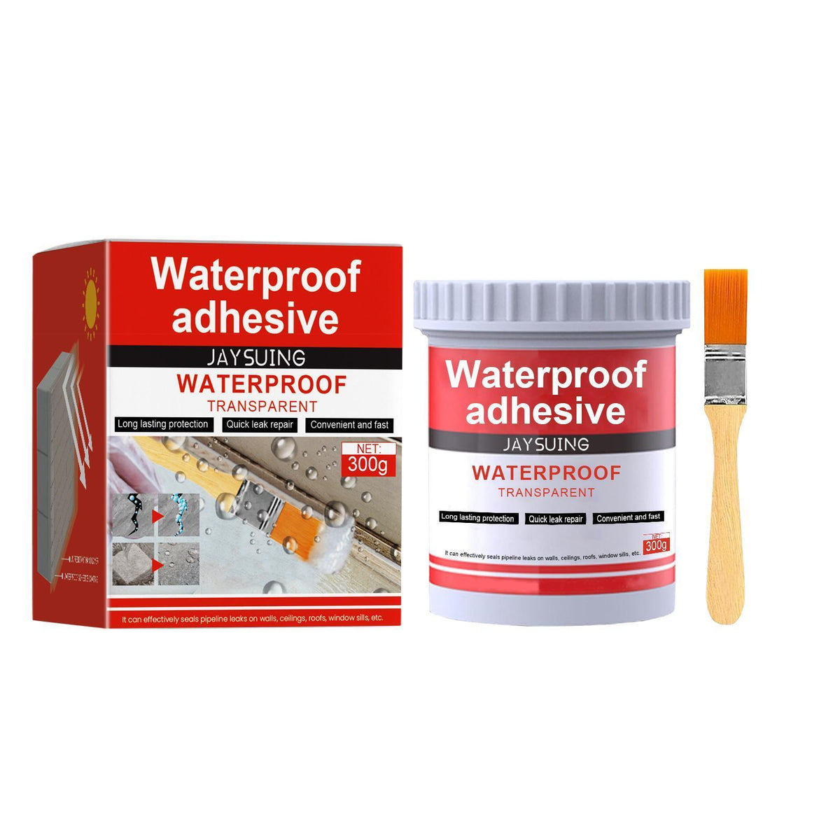 Jiesuying Transparent Waterproof Glue 300g Set Roof Bathroom Kitchen Wall Waterproof Coating Free Brick Leak Repair - image 9