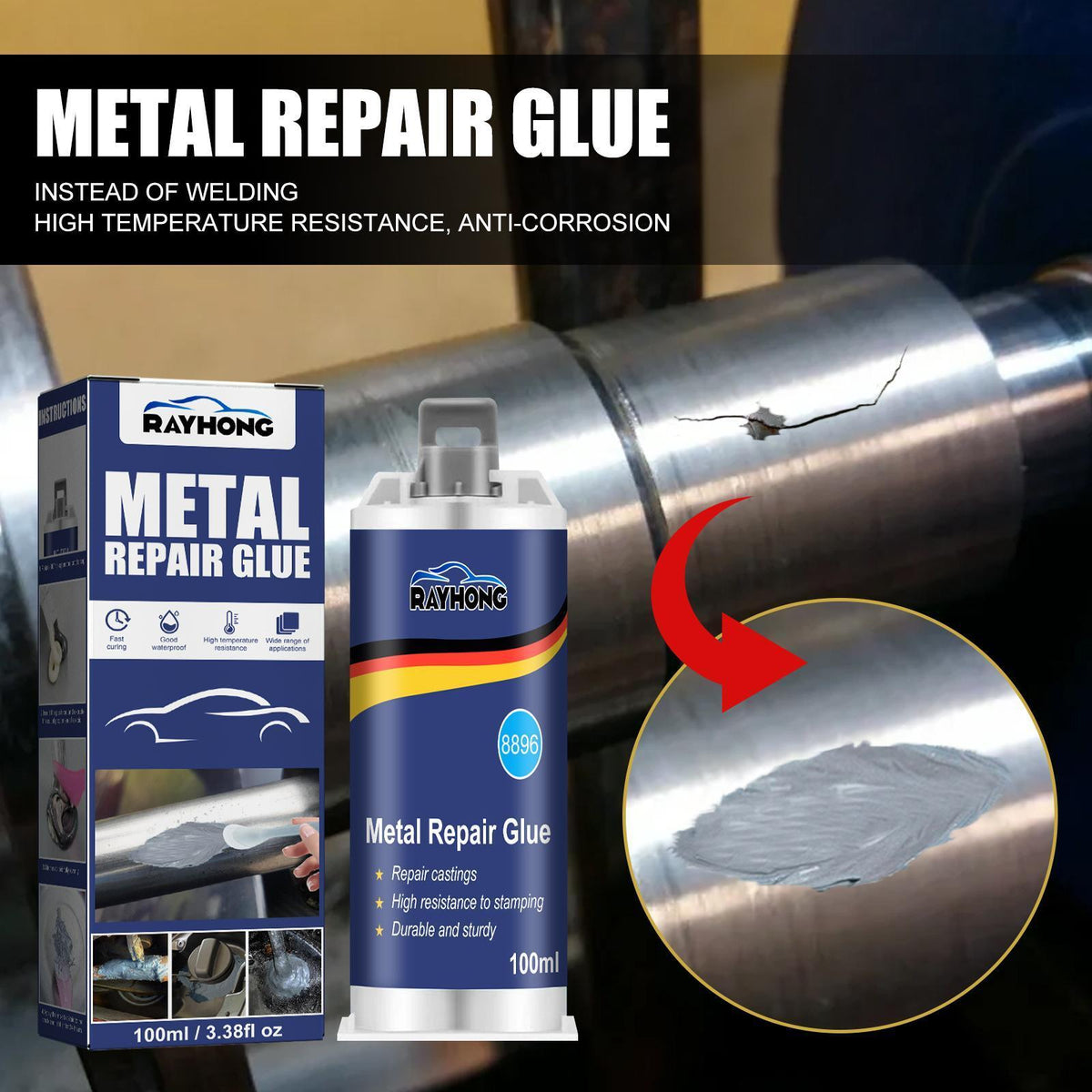 Ruihong Metal Casting Glue 100ml High Temperature Resistant Welding Glue Strong Electric Welding Glue For Metal Castings With Sand Holes, Porosity And Cracks - image 10
