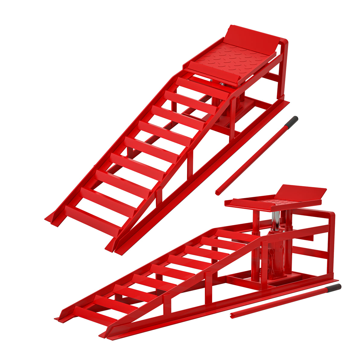 2 Pack Hydraulic Car Ramps 5T 11000lbs Low Profile Car Lift Service Ramps Truck Trailer Garage,Height Hydraulic Vehicle Ramps - Red