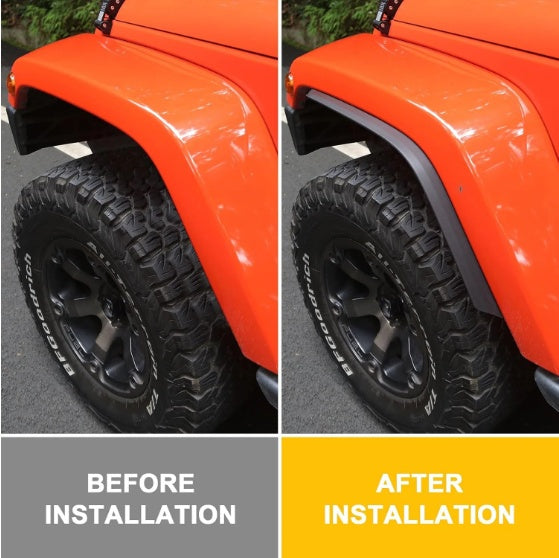 Front Rear Fender Flares Compatible With 2007-2018 Wrangler JK JKU, Off-Road Wheel Flares Liner 4 PCS - image 7