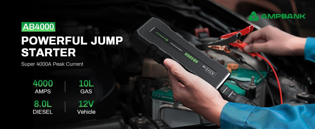 4000A Emergency Starting Power Supply 12V Portable Car Battery Jump Starter With 18W Fast Charge For 10L Gasoline And 8L Diesel Engines With LED Light Jump Starter Cable And EVA Storage Box - image 5