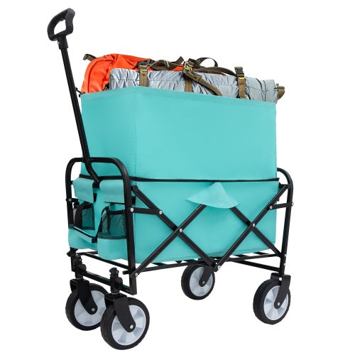 Minimeetall Extention ExCollapsible Foldable Wagon Cart Beach Wagon Heavy Duty Utility Cart Utility Wagon Grocery Cart For For Camping Shopping Sports Gardeing Fishing Supports 225lbs - Blue