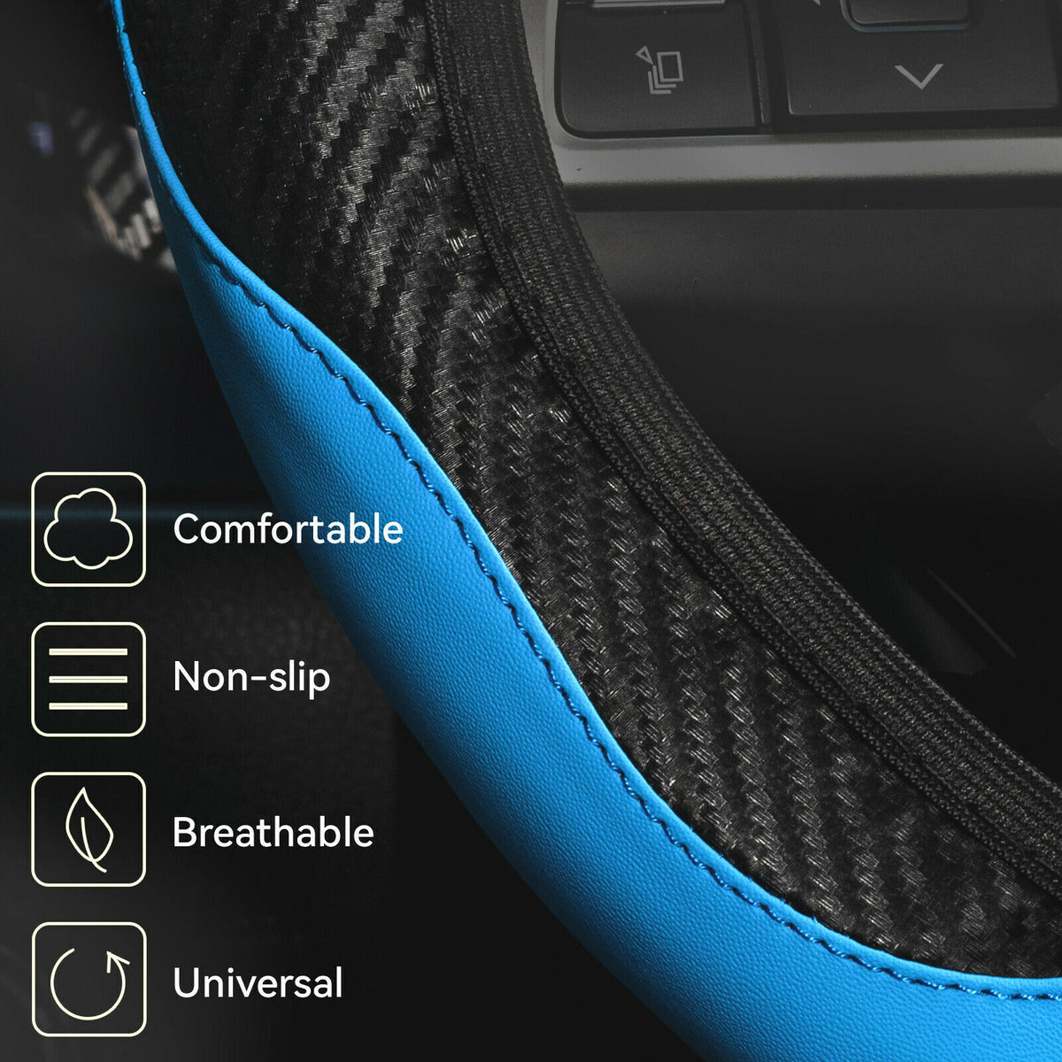 Auto Car Steering Wheel Cover Skidproof Leather Steering Wheel Case For 38cm15 - image 7