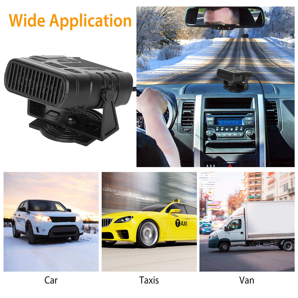24V 200W Or 12V 120W Portable Car Heater Heating Fan 2 In 1 Defroster Demister Windshield Heater Automotive Cooling Fan - image 5