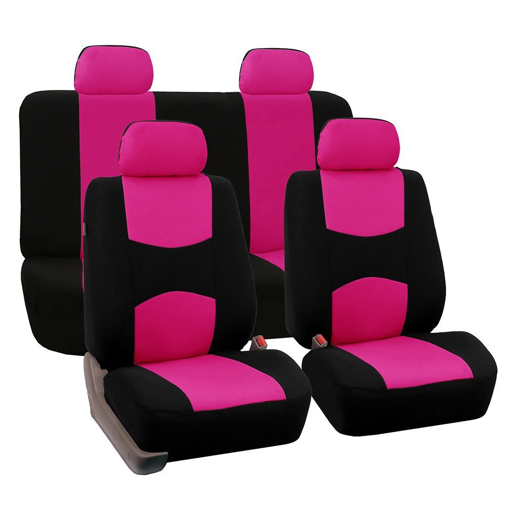 Universal car seat cover set, 5 seats – pink and black seat covers for full five-seat set
