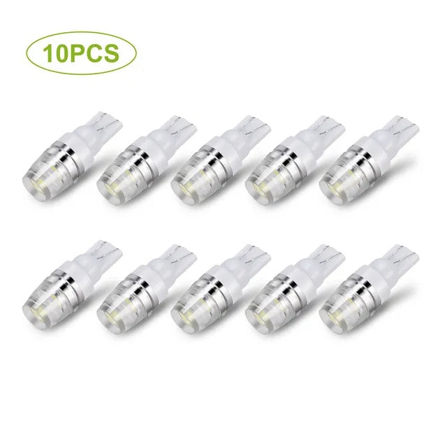 10PCS T10 LED Bulbs 194 LED Lights 12V 1W 5730 Xenon White Wedge - 10pcs