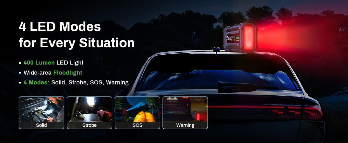 3000A Portable Car Emergency Starter Power Supply With Inflator Function 150PSI Digital Tire Inflator 12V Car Battery Charger With LED Lighting LCD Display - image 8