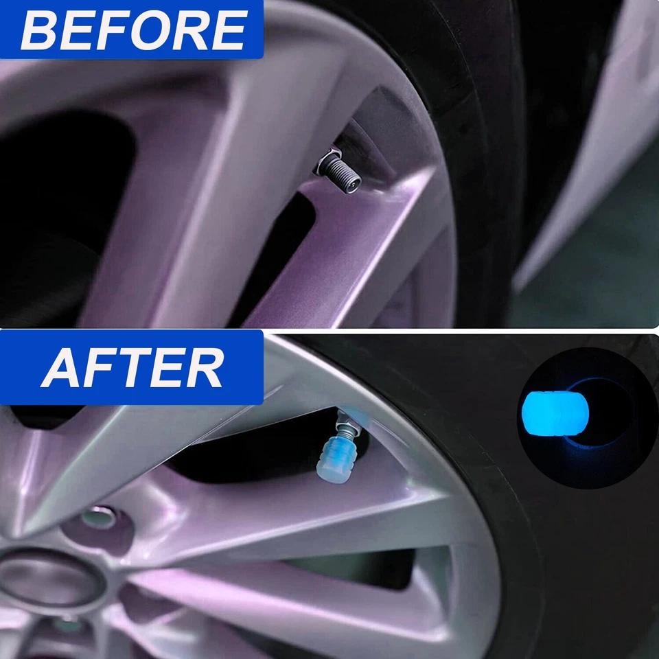 4x Fluorescent Universal Luminous Glow In Dark Car Tire Tyre Valve Caps Cover - image 6
