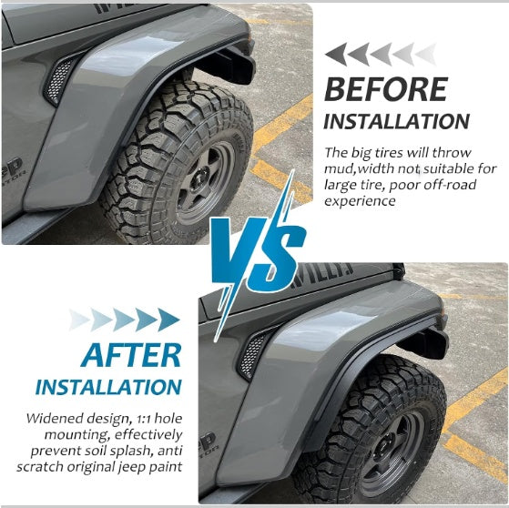 Front Rear Fenders Compatible With 2020-2024 Wrangler Gladiator JT Sport Willys - image 6