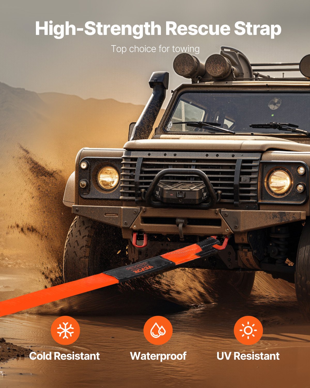 Recovery Tow Strap, 8ft, 3in Wide - image 5