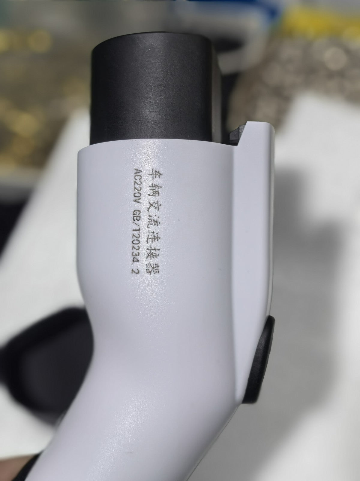 32A Type 2 to Type 2 EV charging cable, 5m – close-up of connector showing voltage markings