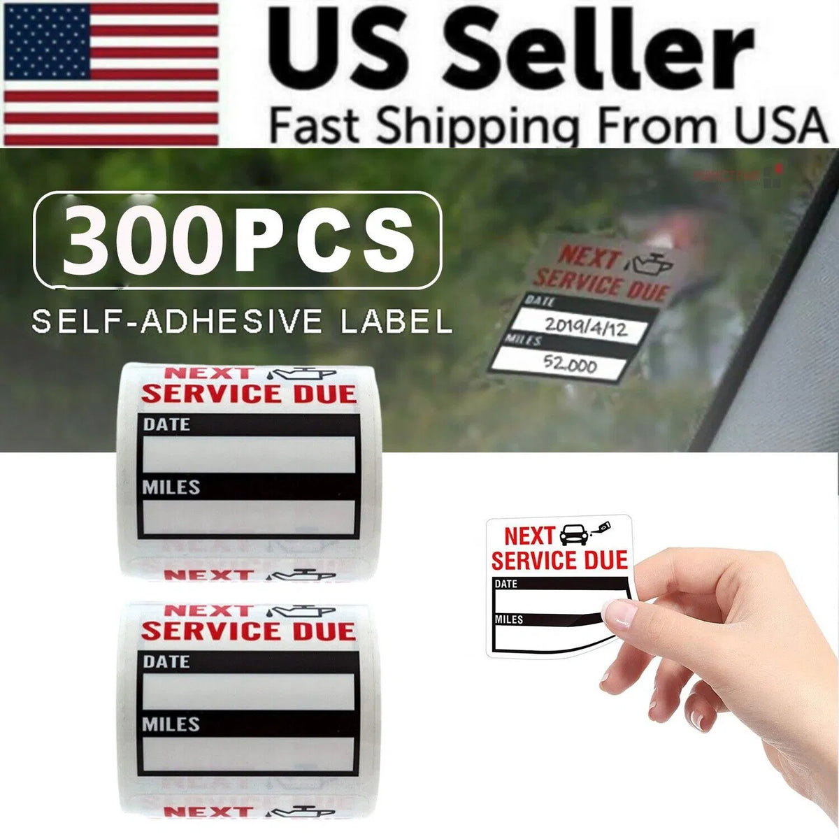 300 Oil Change Service Reminder Stickers Clear Window Lite Sticker Pack US - image 11