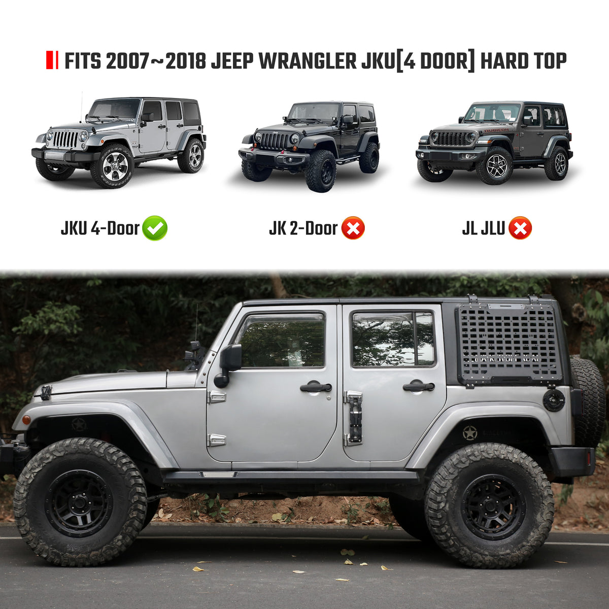 Window Cargo Shelf Compatible With Wrangler 2007-2018 JK 4 Doors - image 8