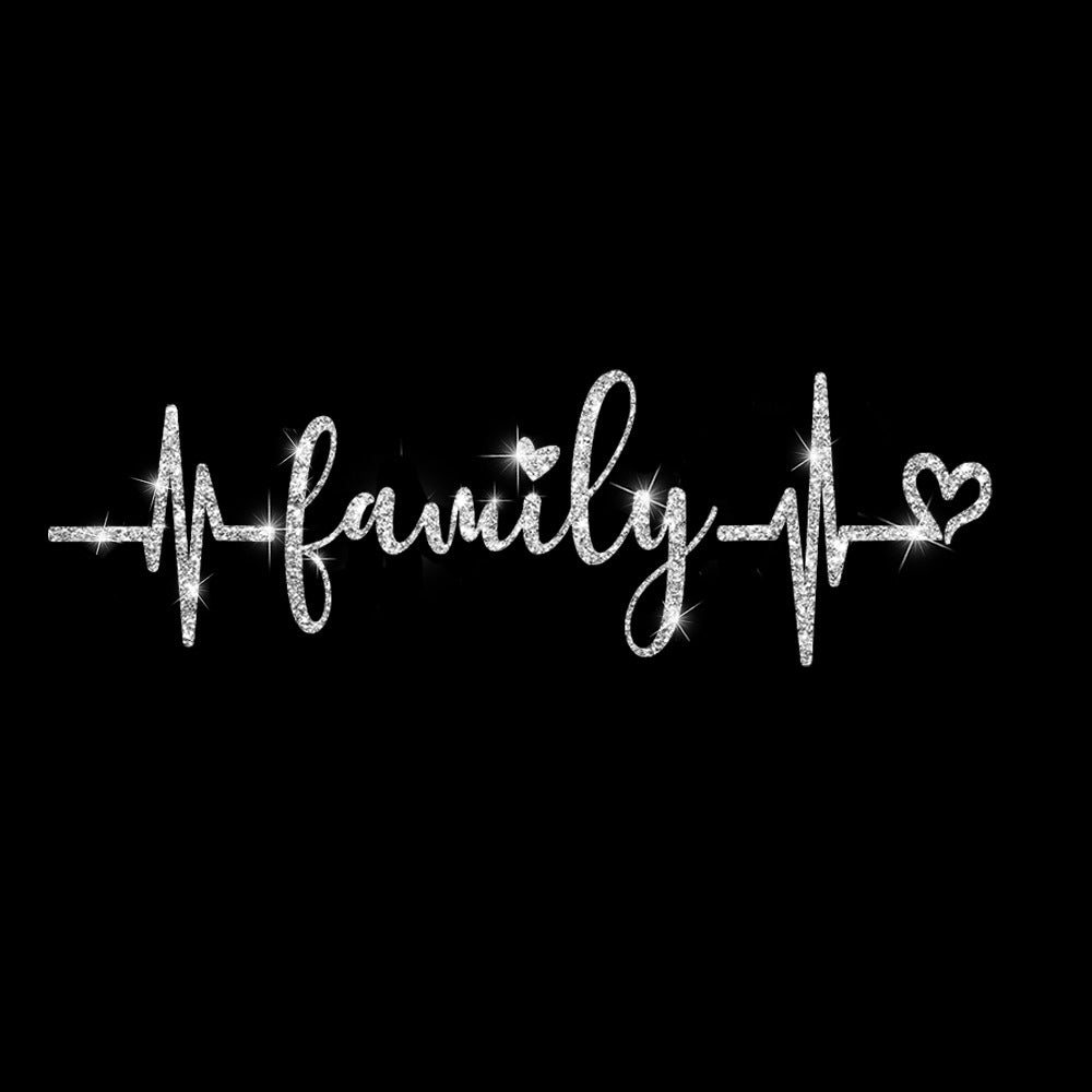 Cartoon Shiny African Woman Automobile Sticker - Family Heart Silver