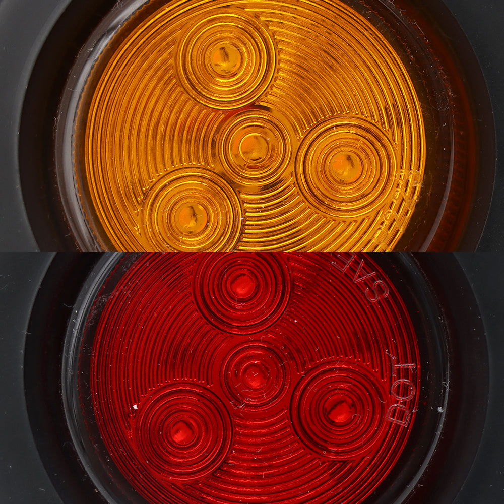 Truck Universal Small Taillight American Version, 4LED Rubber Ring Round Light With Plug ,12V, 5 Red Covers-5 Yellow Covers - image 6