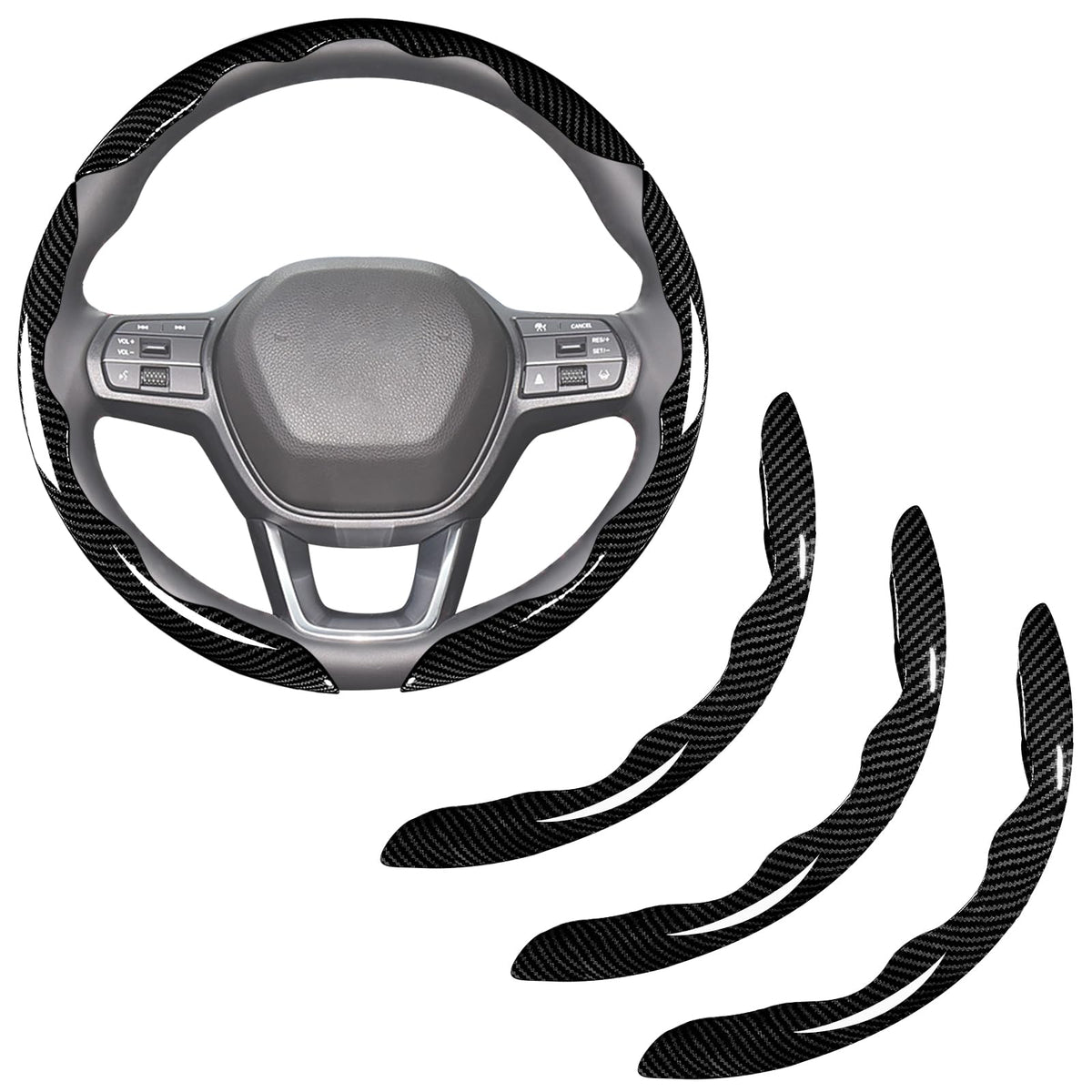 7-Car Steering Wheel Cover-Black - CB247