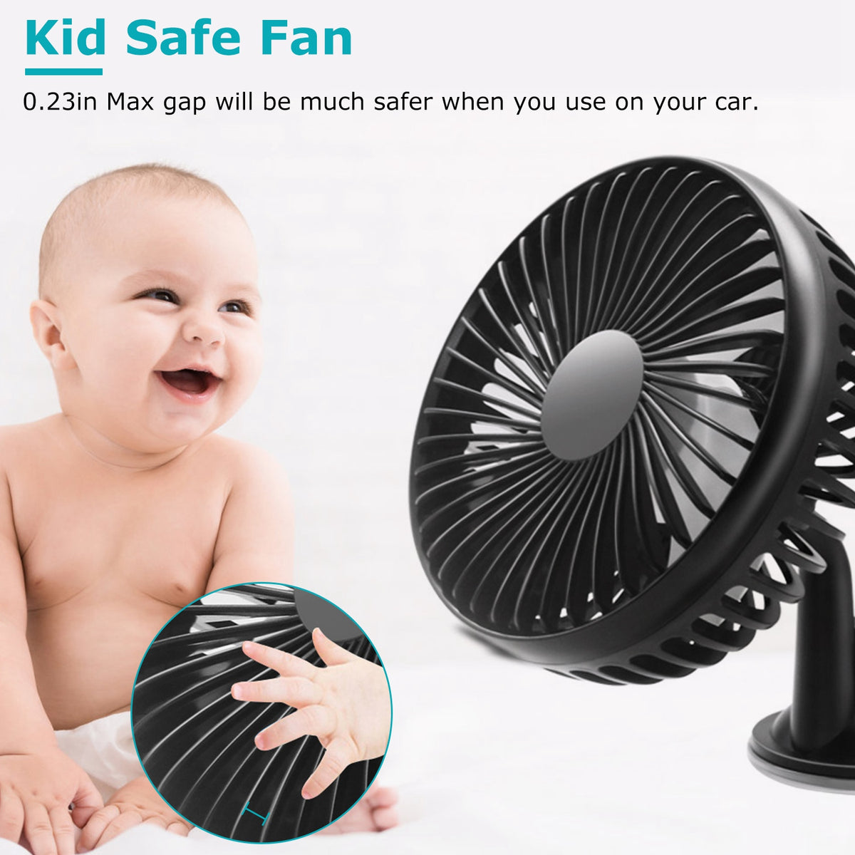 1Pc Car Cooling Fan Portable Rotatable USB Vehicle Fan Backseat Clip Fan Dashboard Window Suction Fan For SUV RV Pickup With 3 Speeds - image 10