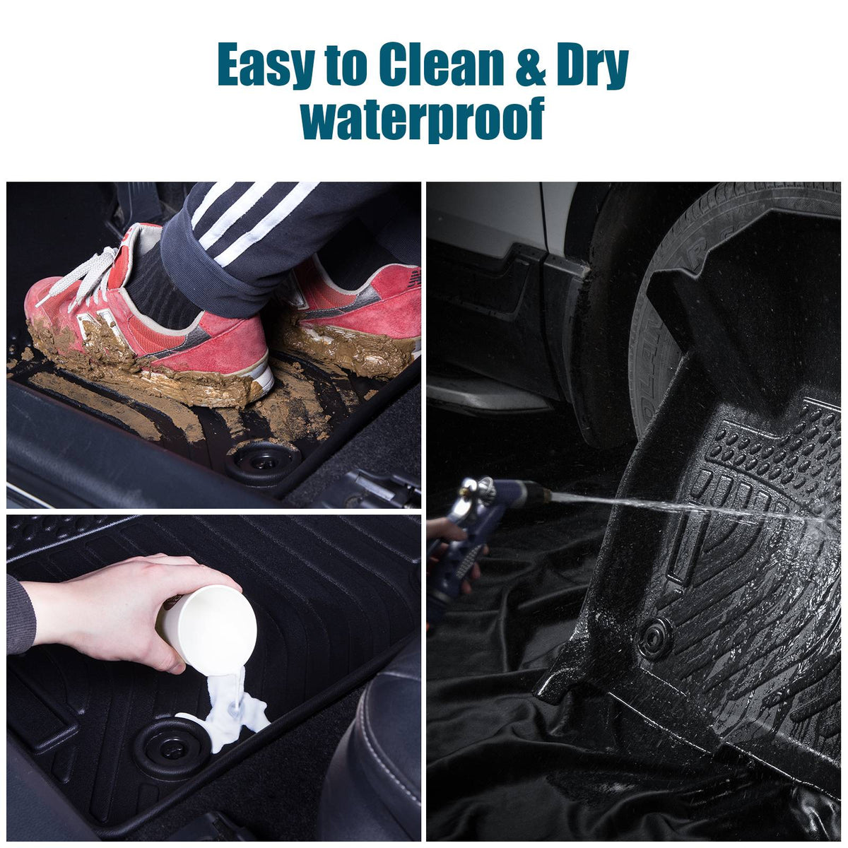 Car Floor Mats For 2023 CRV Hybrid Black All-Weather TPE Rubber Car Mats - image 2