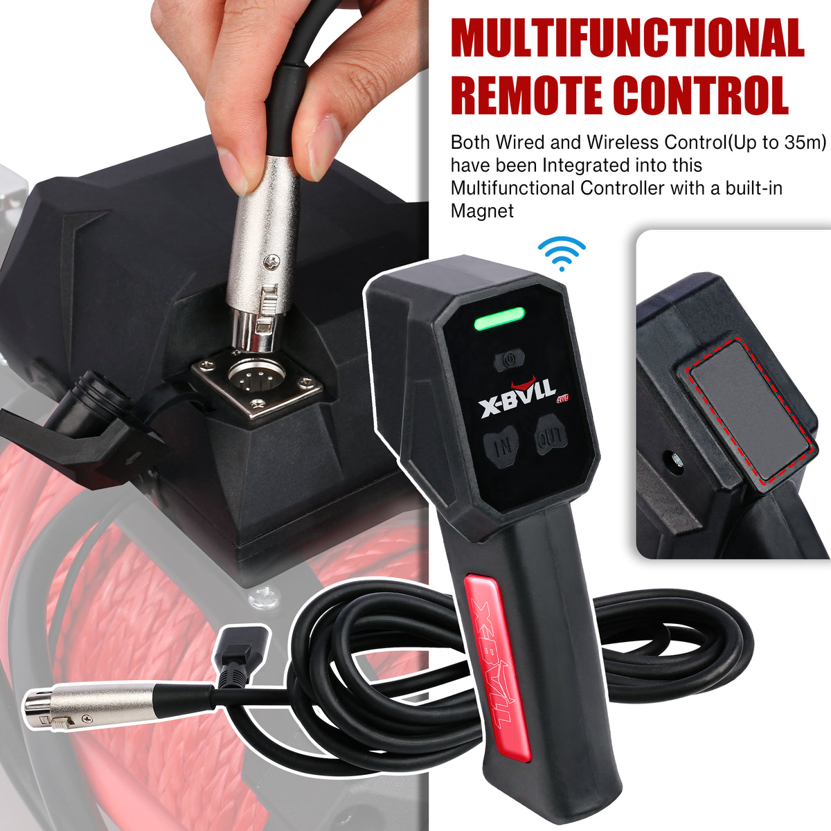 X-BULL Winch - 10000 Lbs BJ Load Capacity Electric Winch Kit - 12V Synthetic Rope Winch, Waterproof IP67 Electric Winch With Rope Fairlead With Wireless Handheld Remote Control And Wired Control Recov - image 5