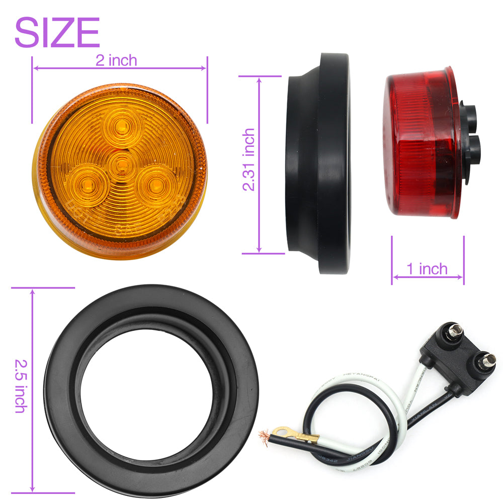 Truck Universal Small Taillight American Version, 4LED Rubber Ring Round Light With Plug ,12V, 5 Red Covers-5 Yellow Covers - image 4
