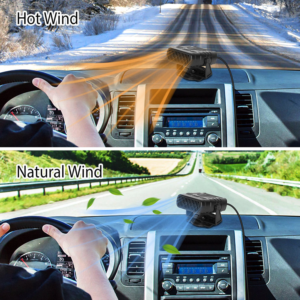 24V 200W Or 12V 120W Portable Car Heater Heating Fan 2 In 1 Defroster Demister Windshield Heater Automotive Cooling Fan - image 9