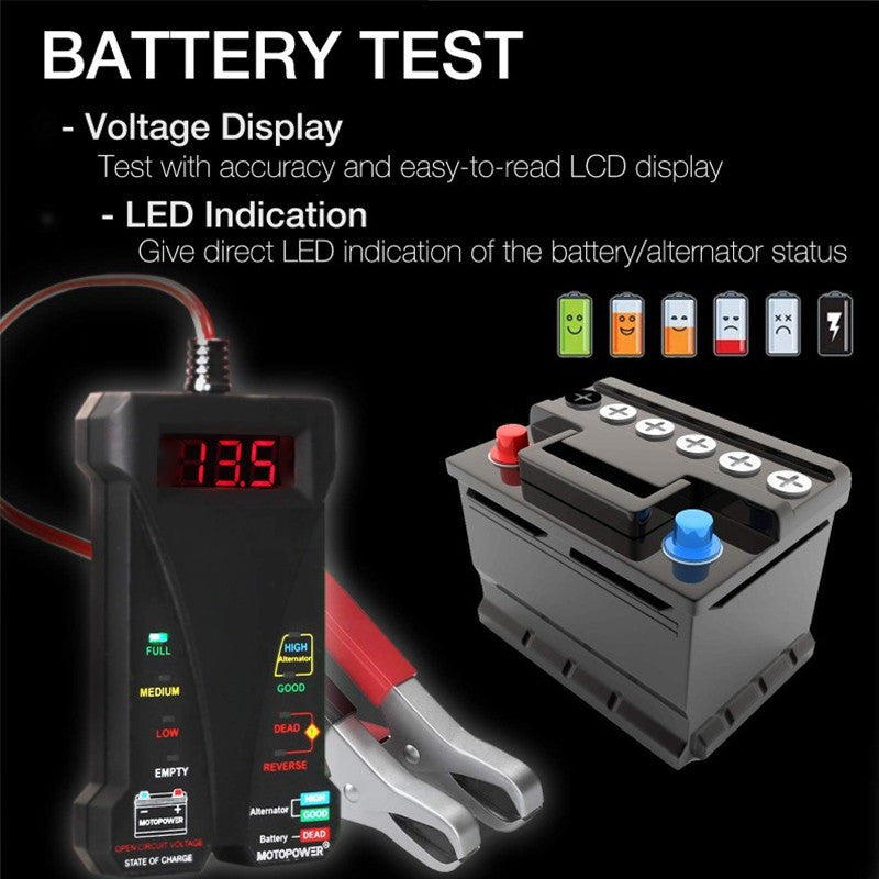 Car Battery Tester 12V – Digital LCD with Voltmeter - image 2