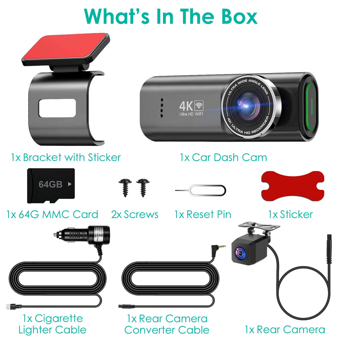 1Pc 4K 1080P Car Dash Cam 2.4GHz WiFi Car Camera Mini Driving Recorder With 140 Degree Wide Angle APP Control Night Vision G-sensor Loop Recording - image 2
