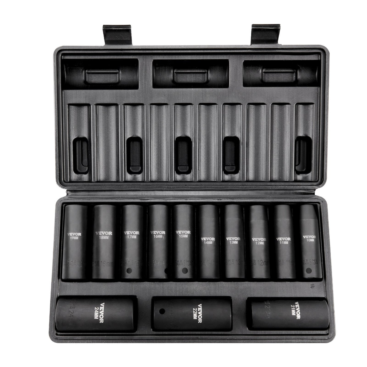 Drive Impact Socket Set, 13 Piece Deep Socket Set Metric 10-24mm, 6 Point CR-V Alloy Steel For Auto Repair, Easy-to-Read Size Markings, Rugged Construction, Includes Storage Case - image 9