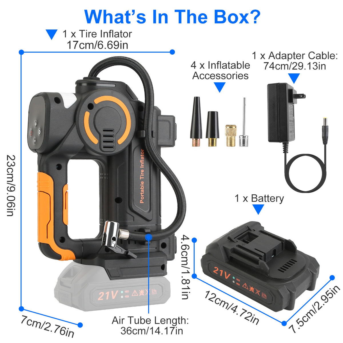 1Pc 140W 150PSI 21V Battery Powered Tire Inflator Cordless Air Inflator Digital Air Compressor With LED Light For Cars Motorcycles Bicycles Balls - image 2