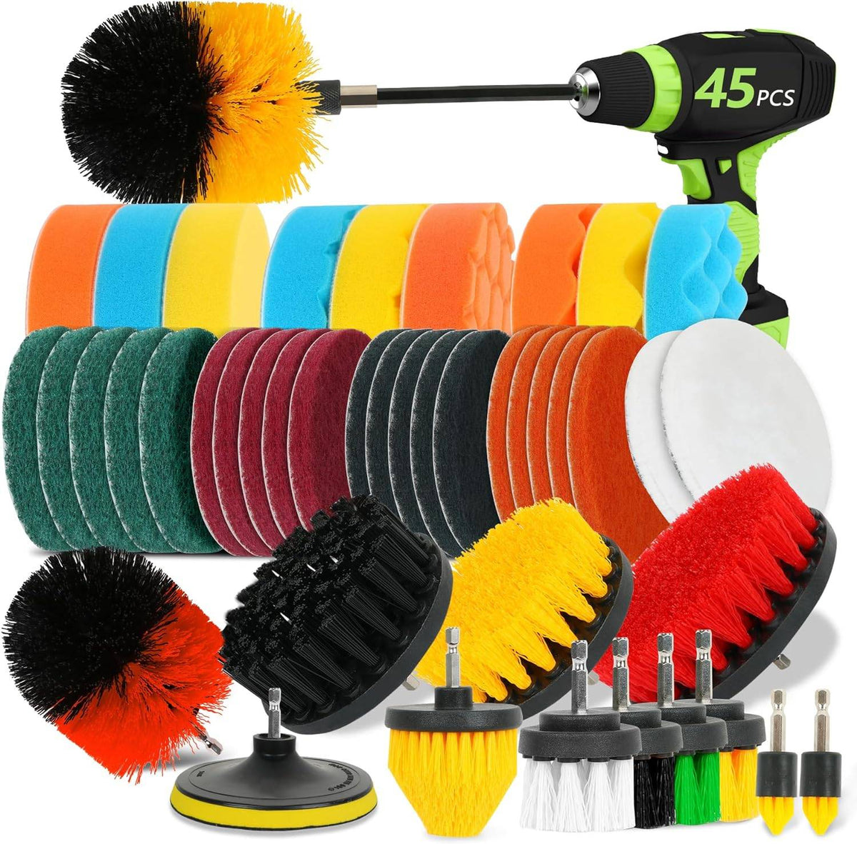 Clean 45-Piece Drill Brush Set Drill Not Include - Suit