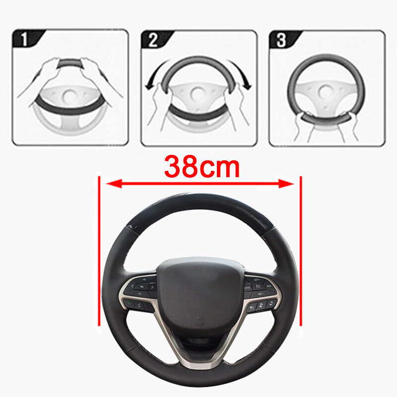 Auto Car Steering Wheel Cover Skidproof Leather Steering Wheel Case For 38cm15