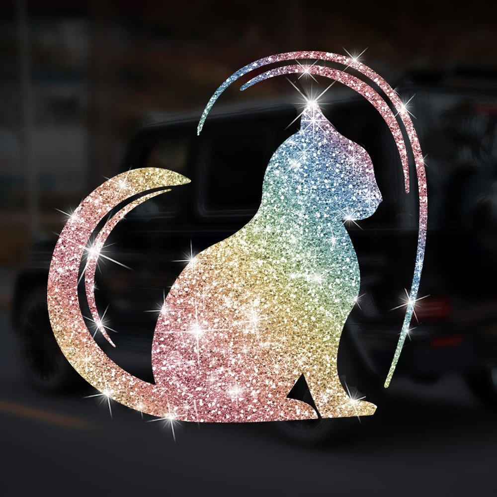 Cartoon Shiny African Woman Automobile Sticker - Heart shaped cat in color