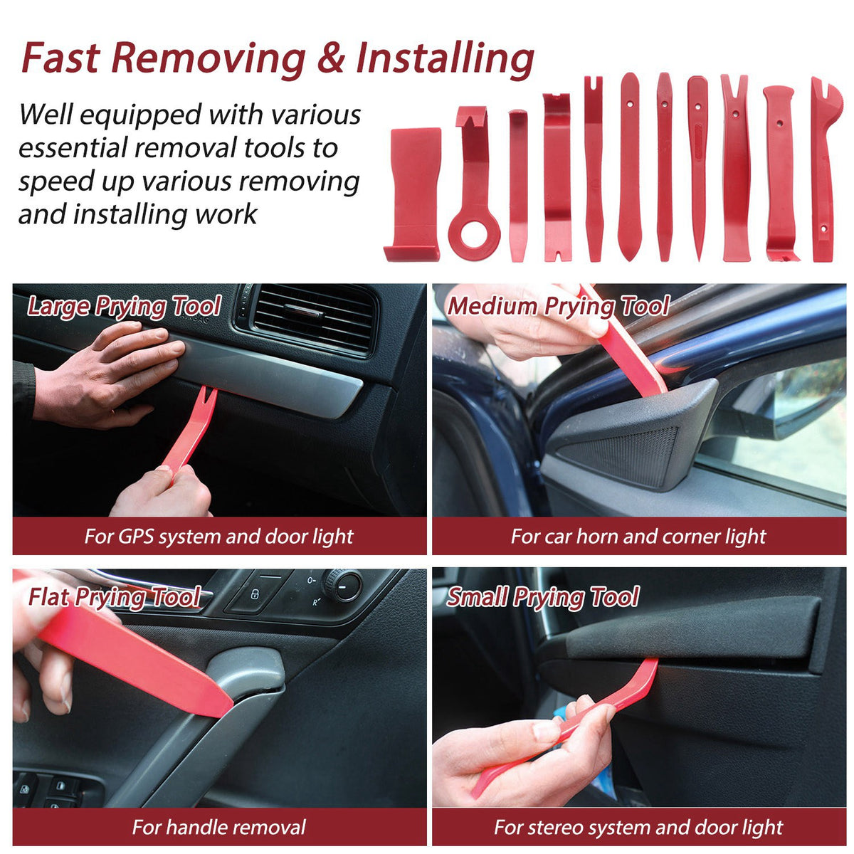 13 Pcs Car Trim Removal Tool Auto Door Panel Clip Dash Plastic Interior Radio Body Open Pry Kit - image 2