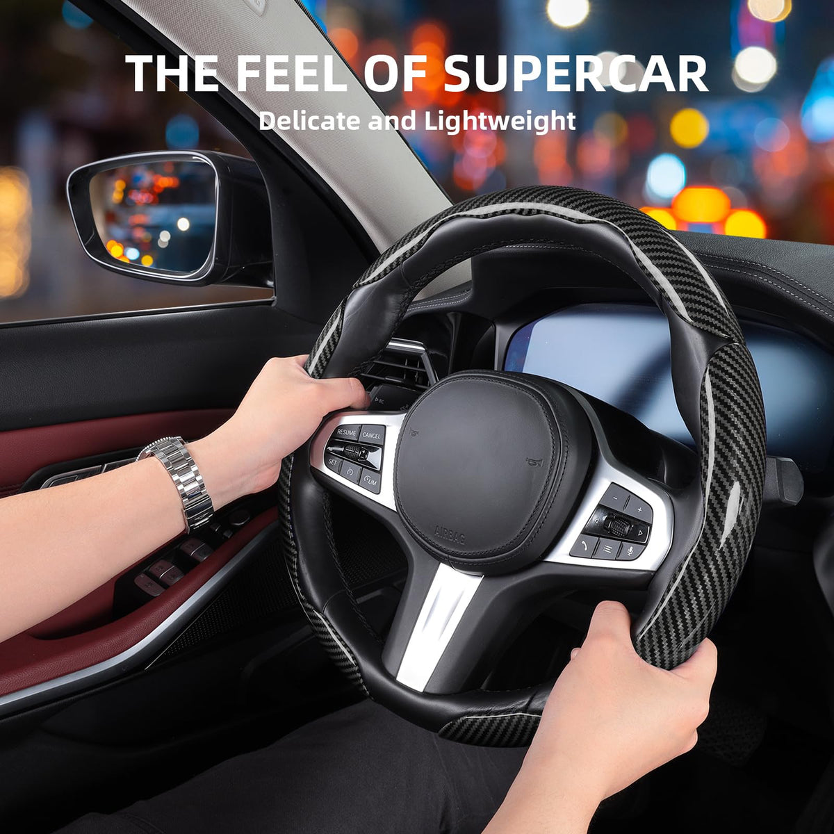 7-Car Steering Wheel Cover-Black - image 5