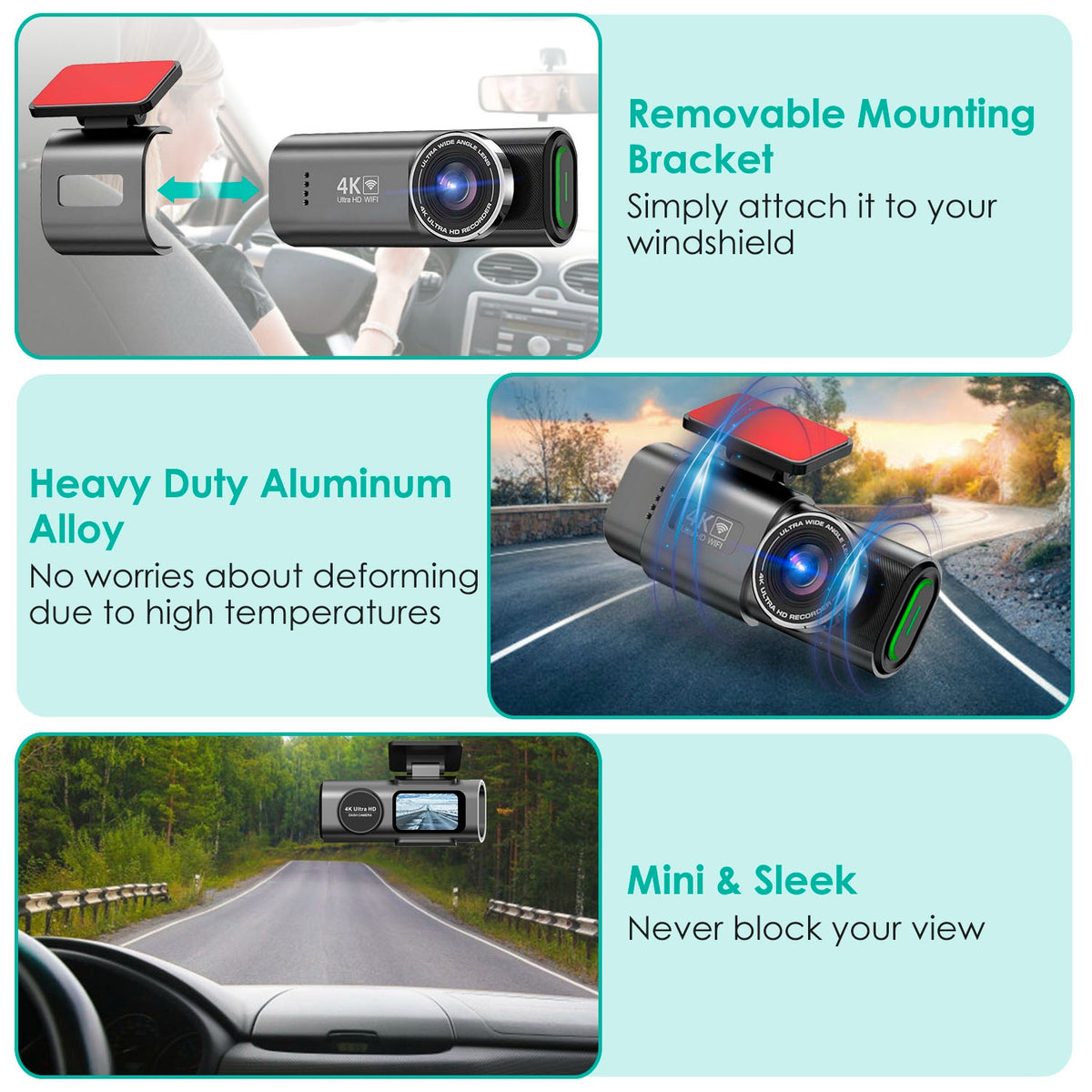 1Pc 4K 1080P Car Dash Cam 2.4GHz WiFi Car Camera Mini Driving Recorder With 140 Degree Wide Angle APP Control Night Vision G-sensor Loop Recording - image 6