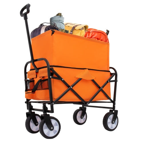 Minimeetall Extention ExCollapsible Foldable Wagon Cart Beach Wagon Heavy Duty Utility Cart Utility Wagon Grocery Cart For For Camping Shopping Sports Gardeing Fishing Supports 225lbs - Orange
