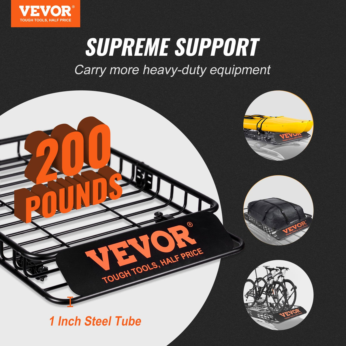 Roof Rack Cargo Basket, 130.5 X 91.5 X 12.7 Cm Rooftop Cargo Carrier W 15 Cu Ft Waterproof Cargo Bag, 90 Kg Capacity Universal Rack Carrier For SUV, Truck - image 2