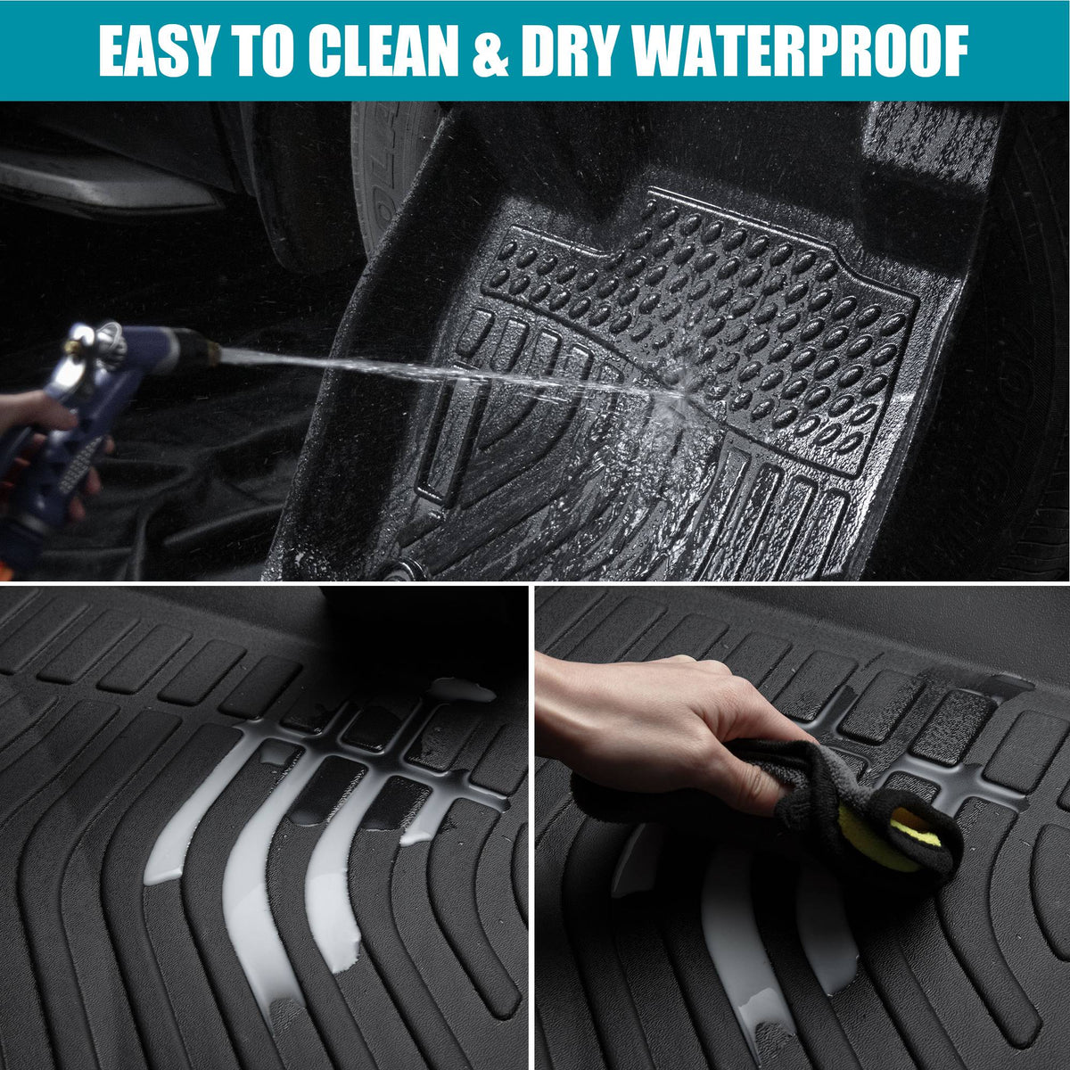 Car Floor Mats For 17-20 Hyundai Elantra No Fit GT All-Weather TPE Rubber Black - image 9