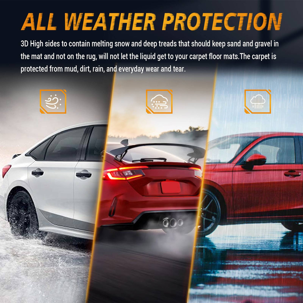 Car Floor Mats For 22-23 Civic Si Civic Sedan All-Weather - image 9