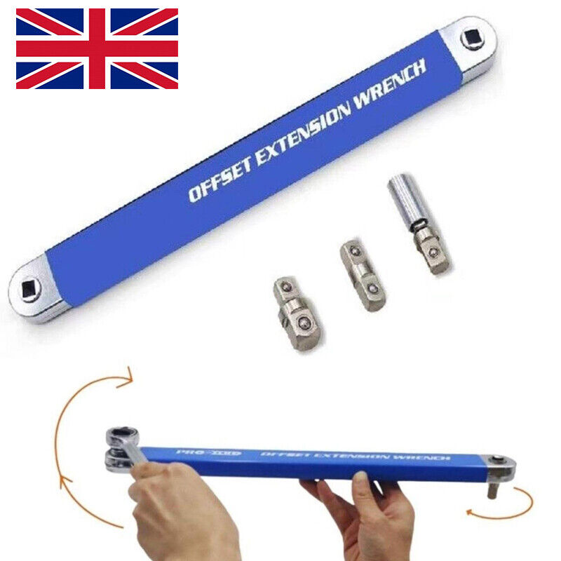 Spanner Extension Wrench Set Offset Ratchet Spanner With Adapters Multifunction- - Blue