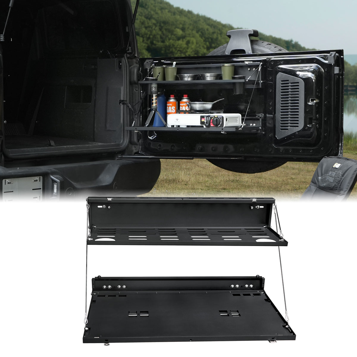 Tailgate Table For Ford Bronco 2021-2024 2-Tier Rear Storage Cargo Shelf - image 5