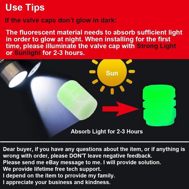 4x Fluorescent Universal Luminous Glow In Dark Car Tire Tyre Valve Caps Cover - image 4